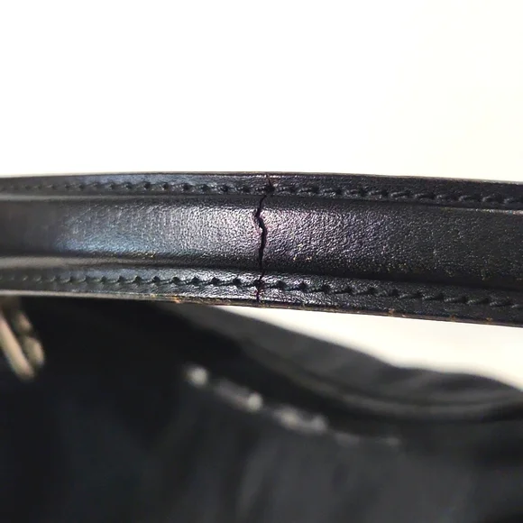 VTG Gucci Authentic 000062 Black Nylon Leather Handbag Shoulder Purse - Picture 14 of 16